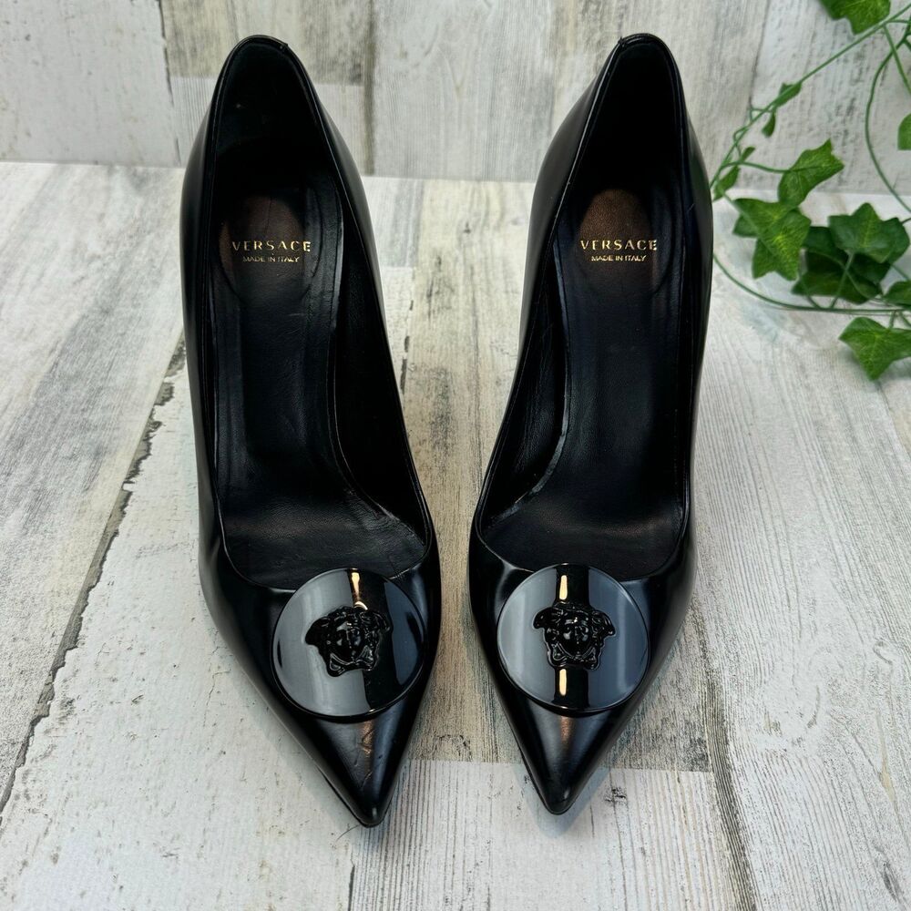 Versace Black Patent Leather Medusa Pumps Size 36 - Picture 1 of 11